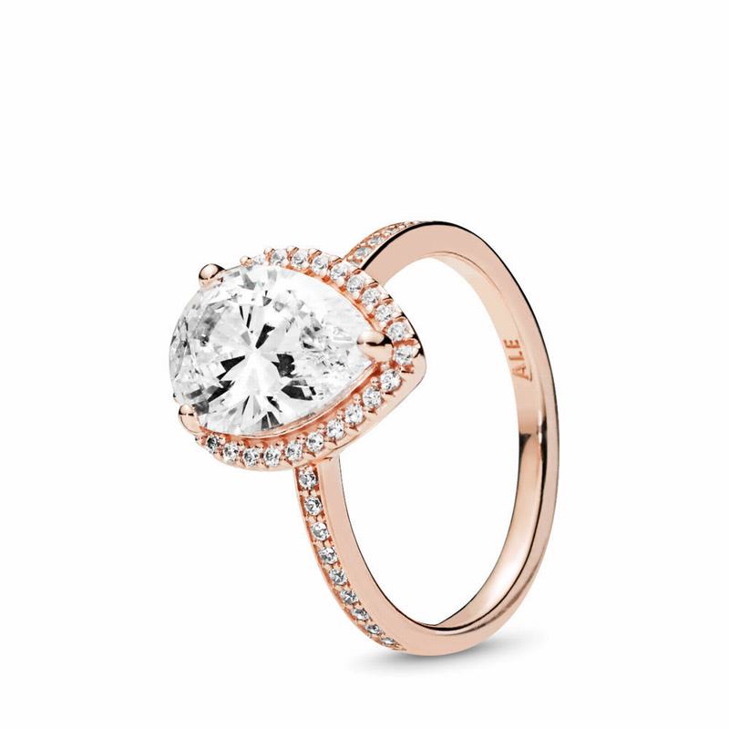 Pandora Rose™ Radiant Teardrop Promise Ring - Pandora Rose/Cubic Zirconia - Canada | TL4979NT